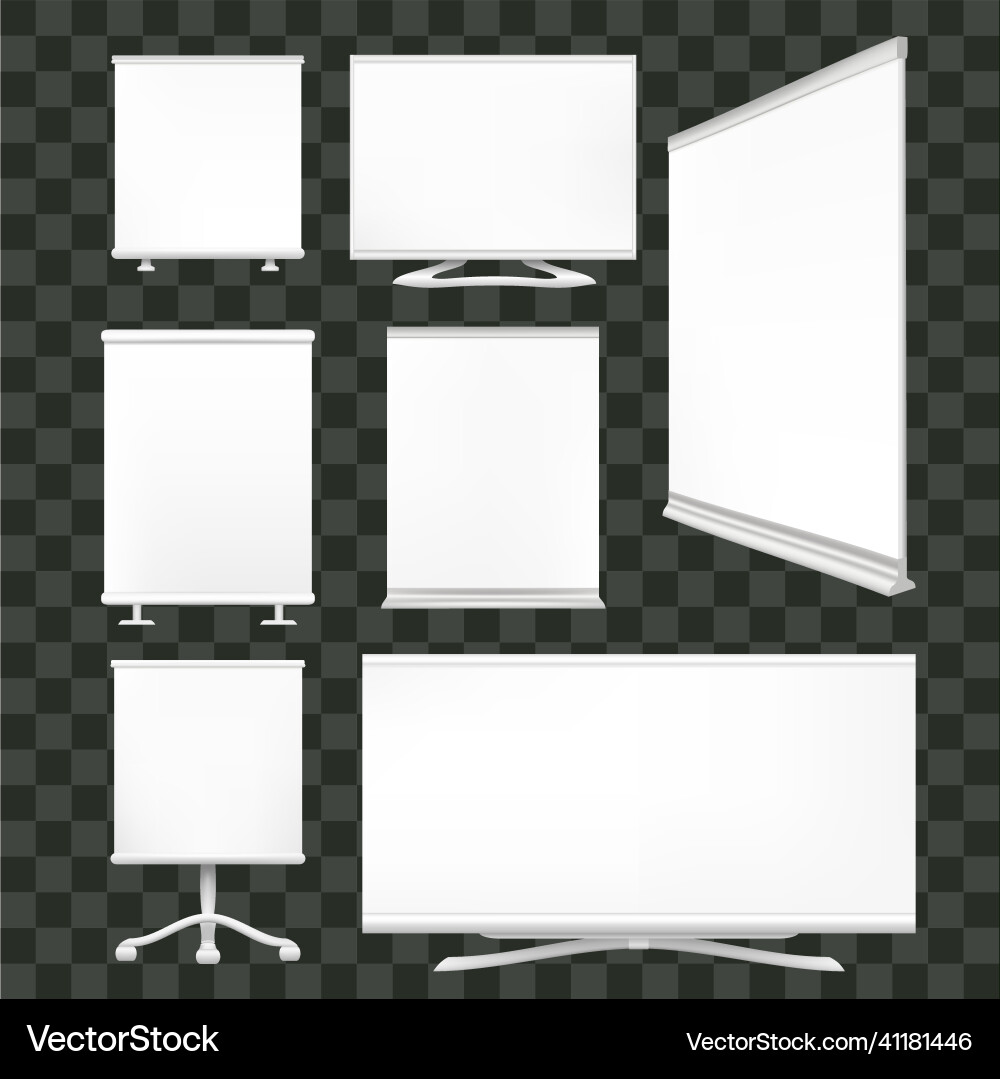 Collection of roll up with stands isolated empty Collection of roll up with stands isolated empty vector image