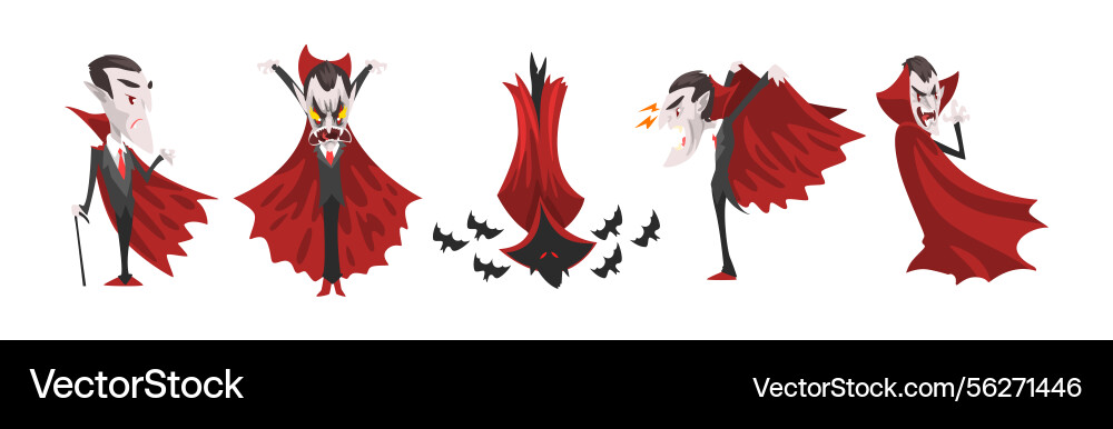 Count dracula character with fangs wearing red Count dracula character with fangs wearing red vector image