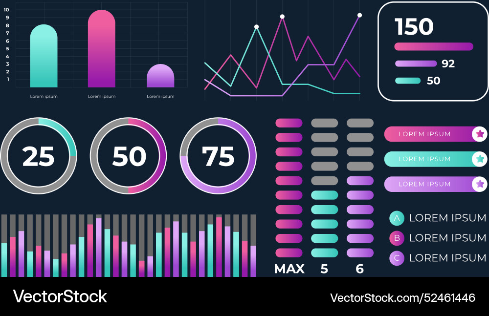 Dashboard element set template Vector Image