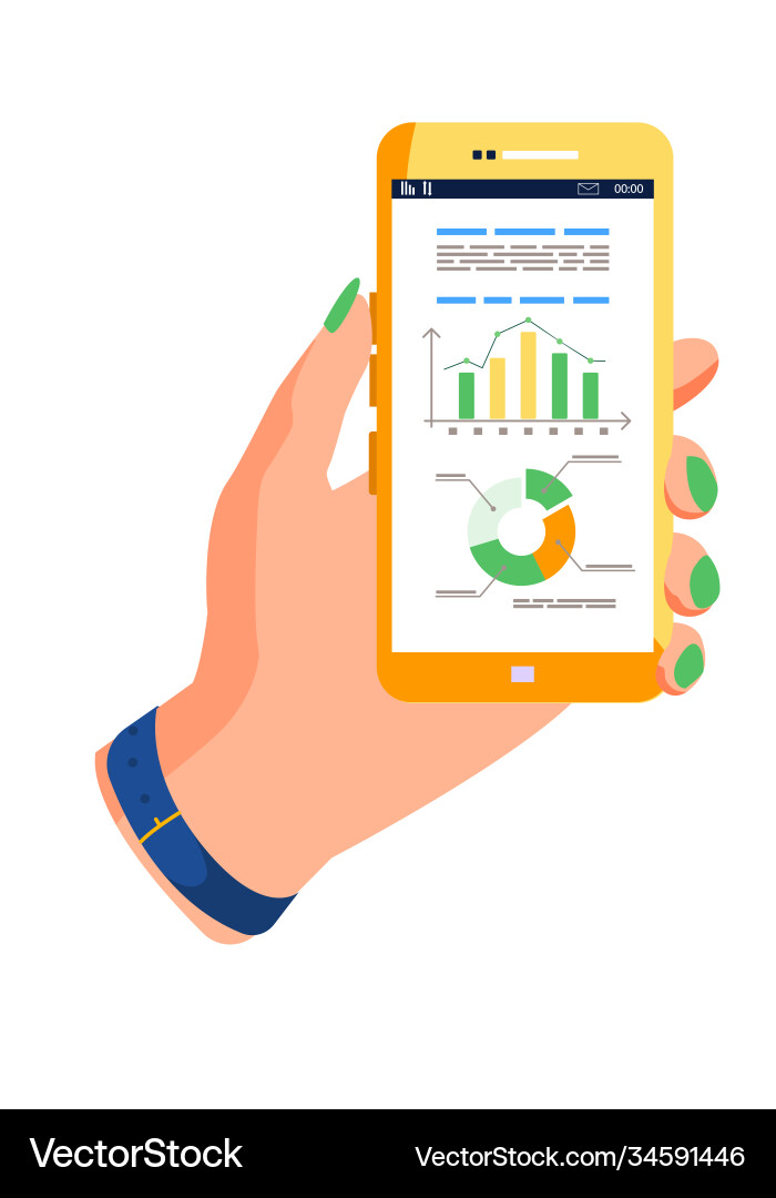 Flip chart with graph smartphone for data Flip chart with graph smartphone for data Vector Image