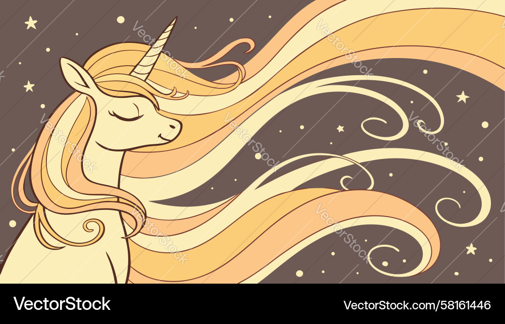Flowing Unicorn with Swirls Vector Image