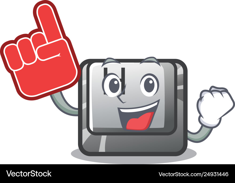 Foam finger button h on a character Foam finger button h on a character vector image