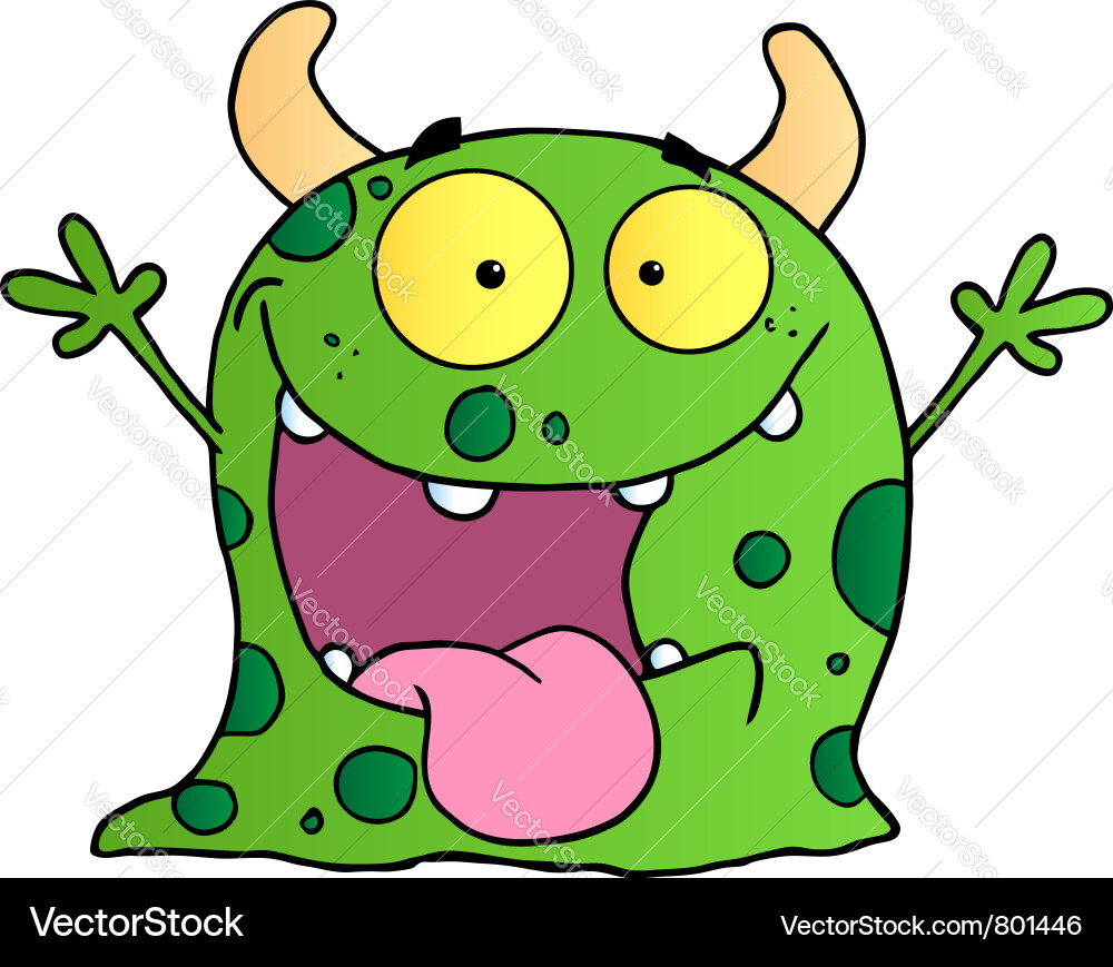 Frohes Monster Cartoon Vektorbild