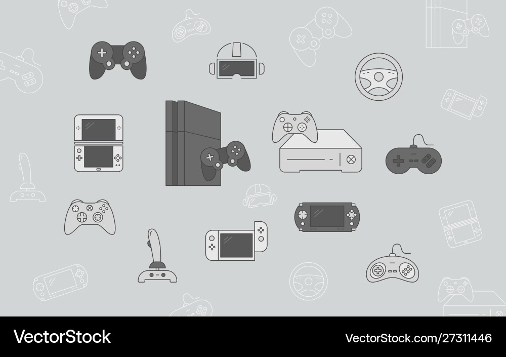Gamepad and game console icons 04 vector image