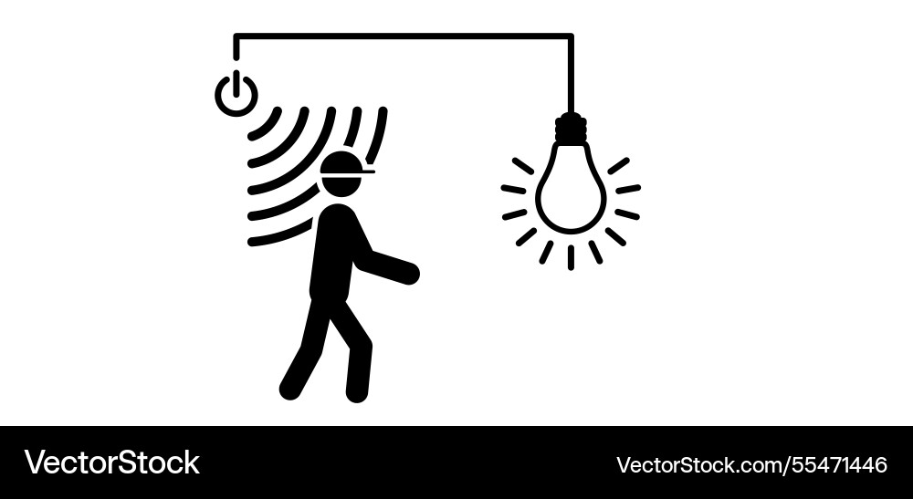 Lamp light bulb sensor motion with man Vector Image