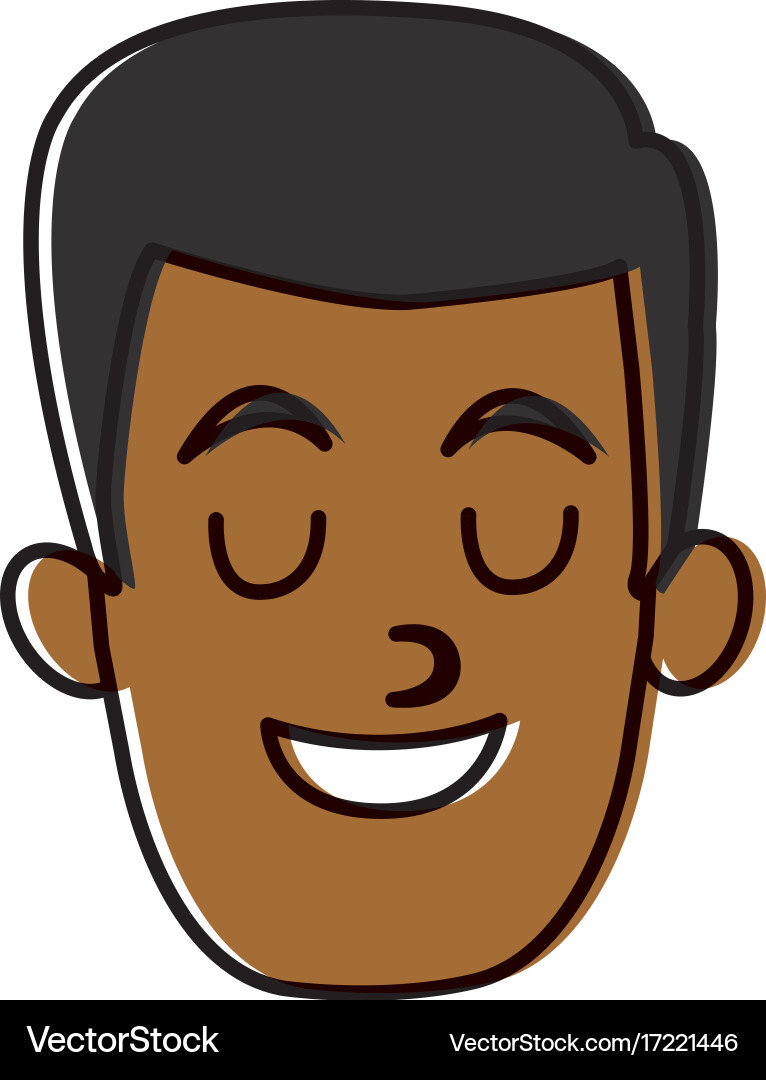 Man smiling with eyes closed Vector Image