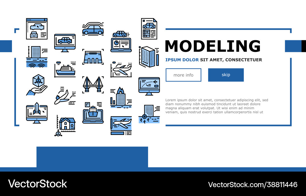 Modeling engineering landing header Vector Image