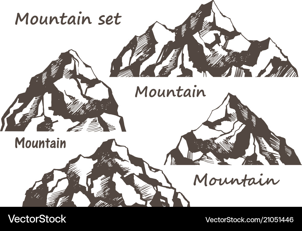 Mountain Rocks Sketch Set Vector Image