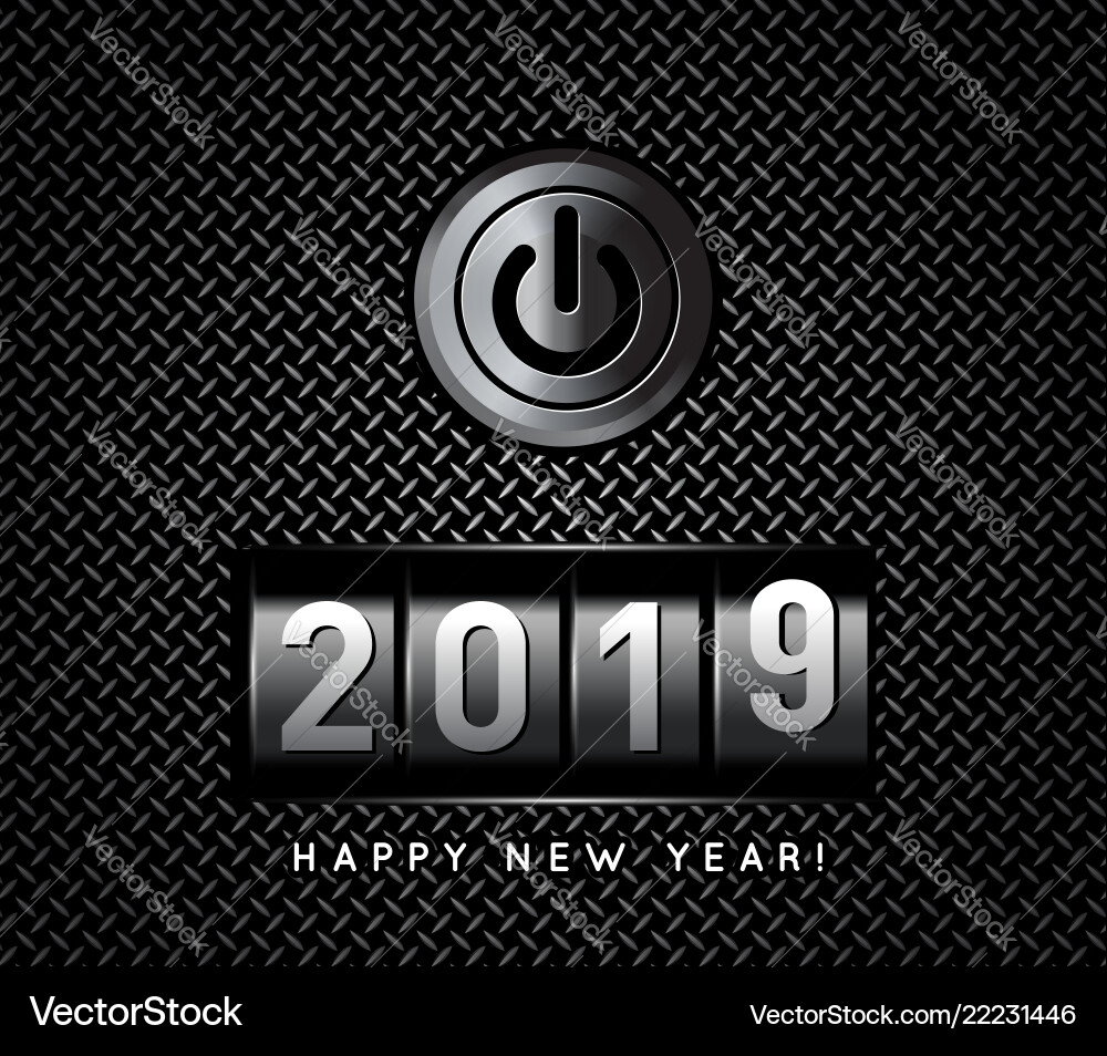 New year counter 2019 with power button New year counter 2019 with power button vector image