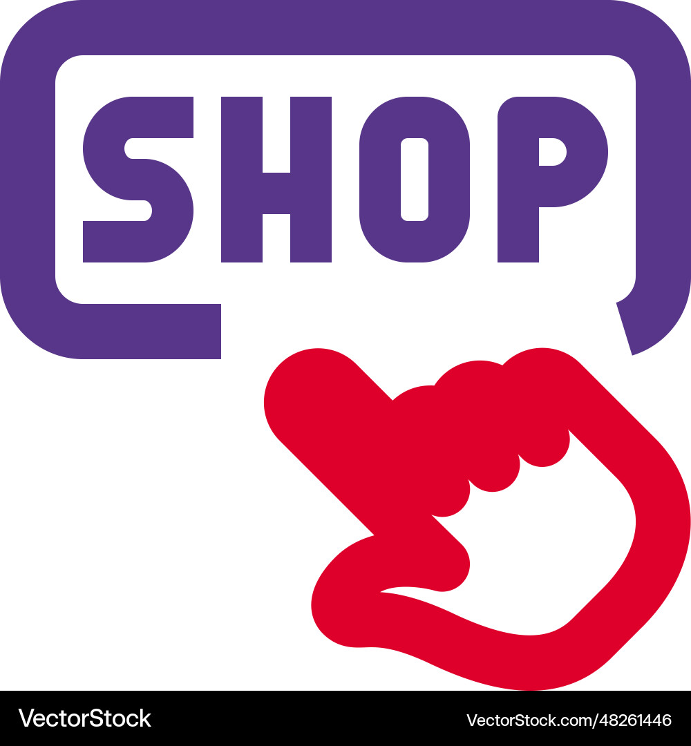 Pointer dragged on shop option in website vector image