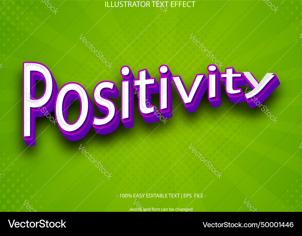Positivity brush script text effect vector image