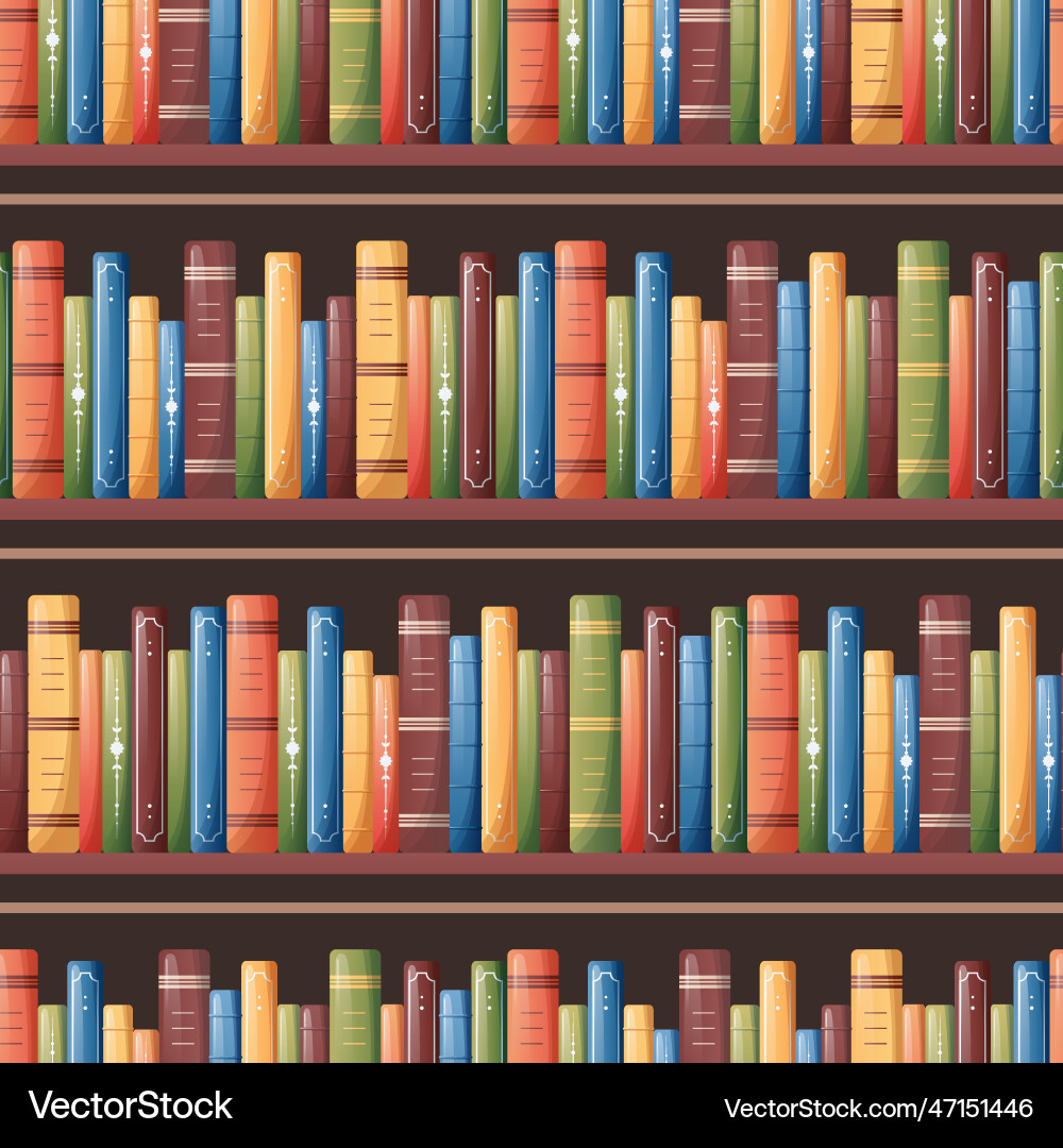 Seamless pattern with bookshelves nice stack Seamless pattern with bookshelves nice stack vector image
