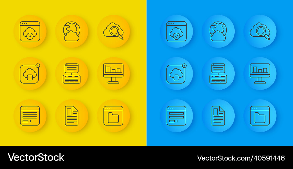 Set line browser window cloud technology data Set line browser window cloud technology data vector image