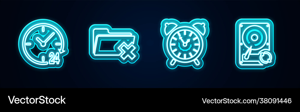 Set line clock 24 hours delete folder alarm Set line clock 24 hours delete folder alarm vector image
