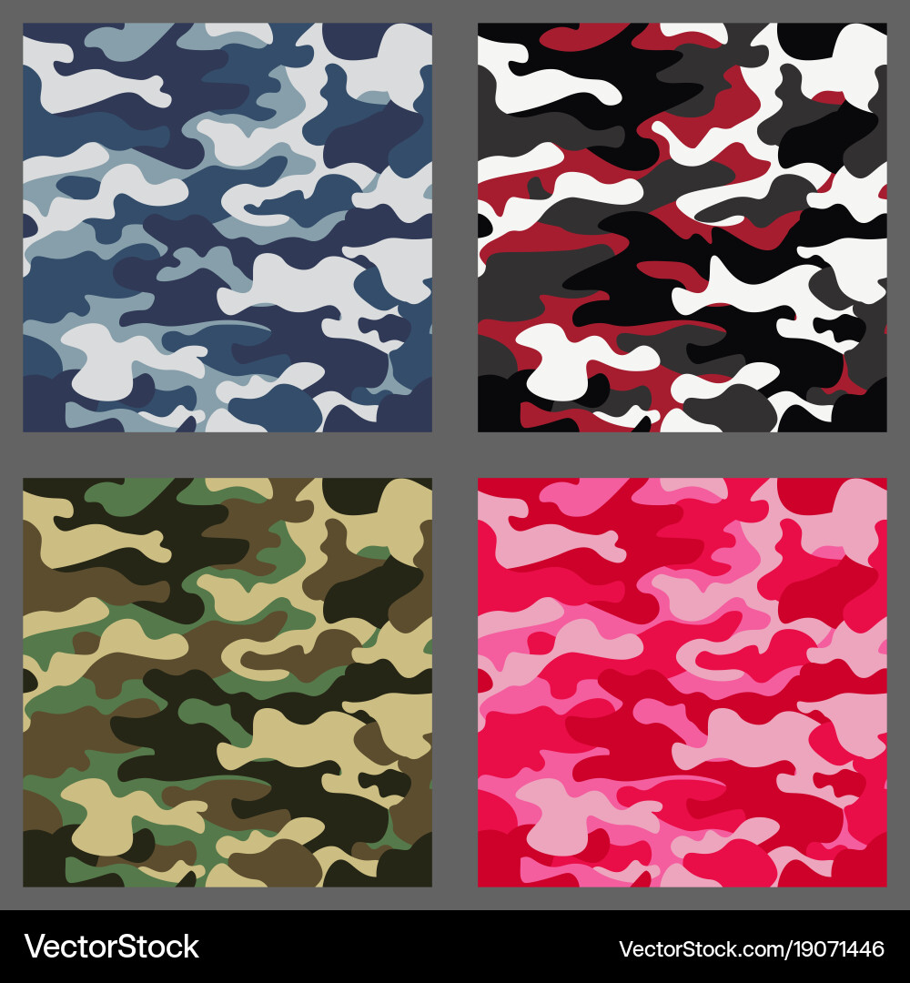 Set of camouflage seamless patterns background vector image