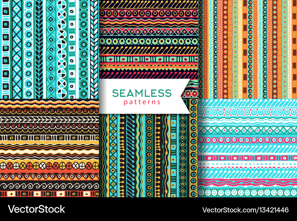 Set of seamless pattern boho style ethnic Set of seamless pattern boho style ethnic vector image