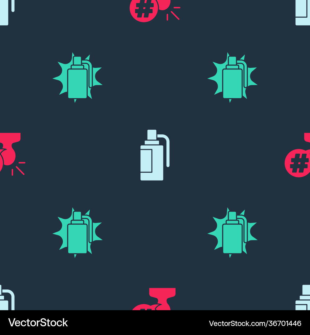 Set protest hand grenade and on seamless pattern Set protest hand grenade and on seamless pattern Vector Image