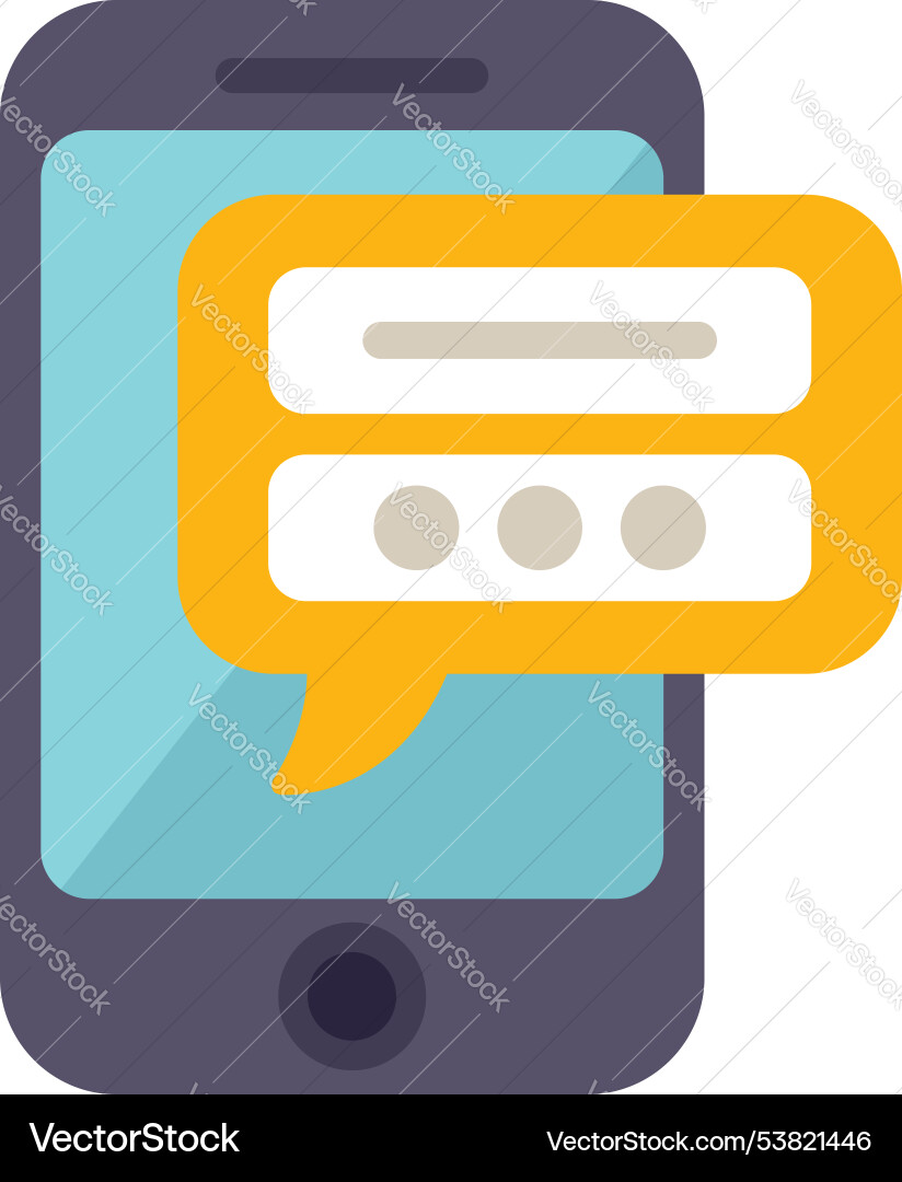 Smartphone showing chat bubble with password field Smartphone showing chat bubble with password field vector image