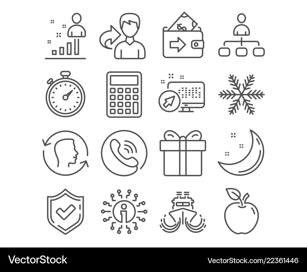 Stats gift box and snowflake icons timer Stats gift box and snowflake icons timer vector image