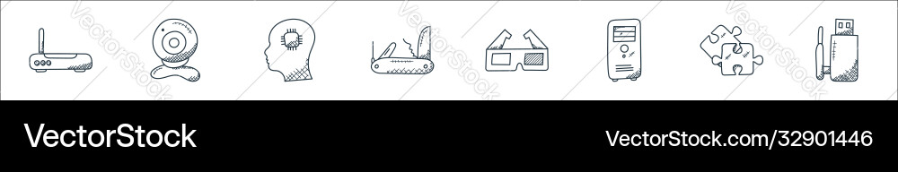 Technology line icons linear set quality Technology line icons linear set quality vector image