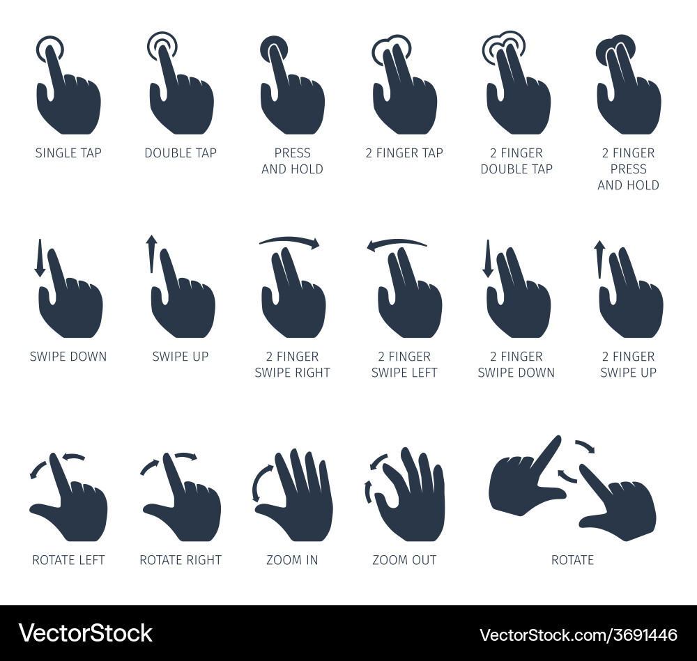 Touch Gesture Icons - Hand Actions Vector Image