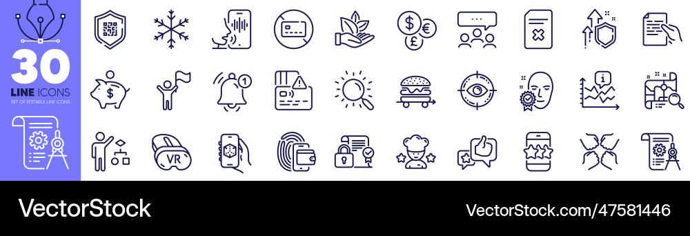 Wallet qr code and star line icons pack for web Wallet qr code and star line icons pack for web vector image