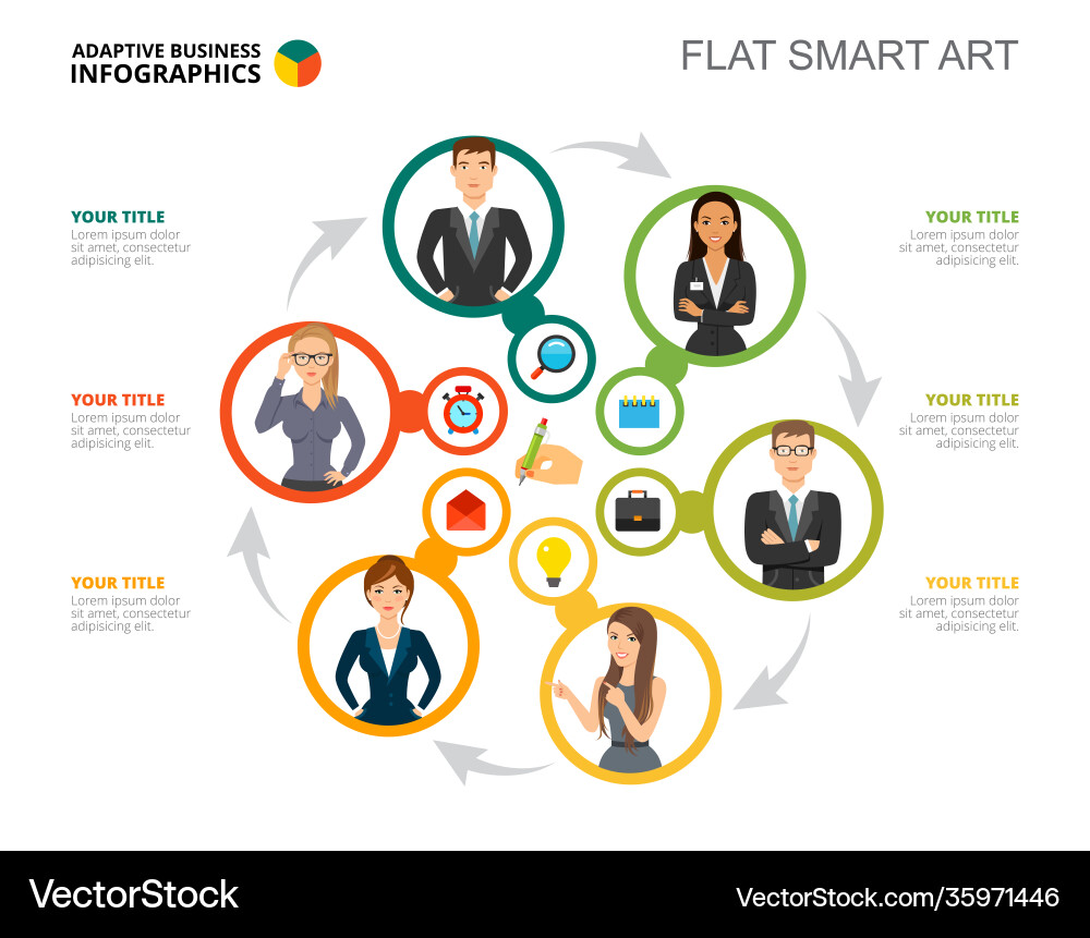Workflow cycle slide template vector image