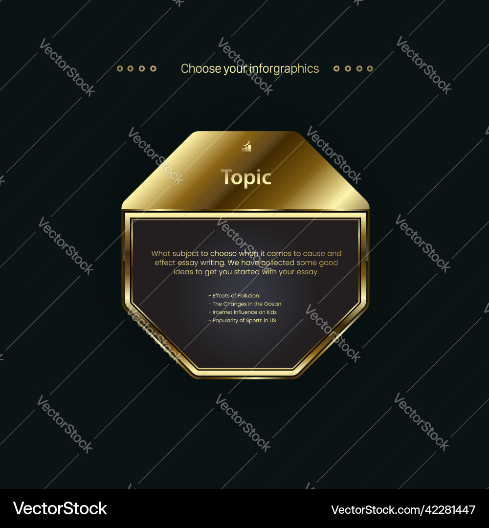 A golden polygon shape button design on dark A golden polygon shape button design on dark vector image