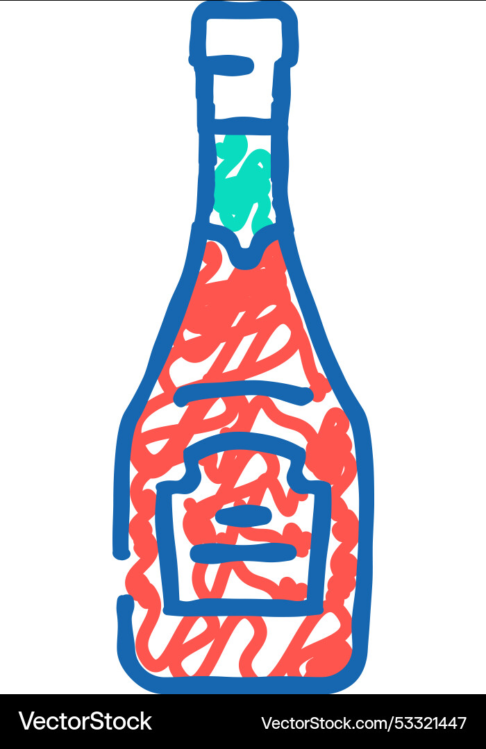 Champagne Glas Flasche Ikone doodle Champagne Glas Flasche Ikone doodle vektorbild
