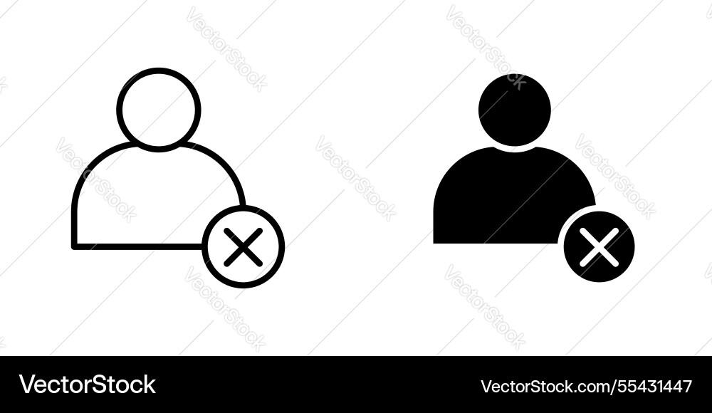 Delete user icons set in filled and strokes vector image