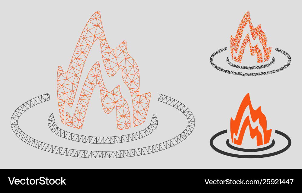 Fire location mesh 2d model and triangle Vector Image
