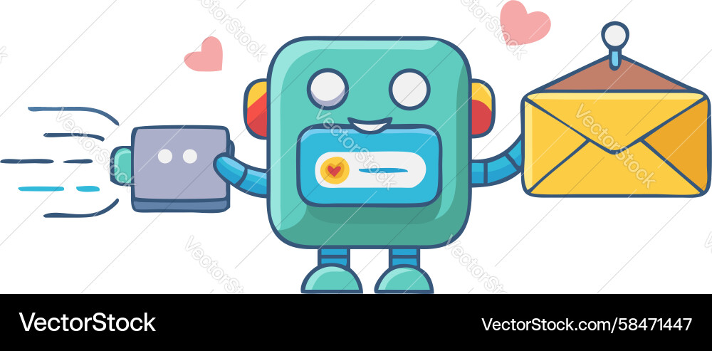 Friendly Robot Delivering Message Vector Image