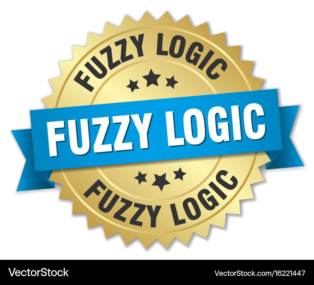 Fuzzy logic round isolated gold badge Vector Image