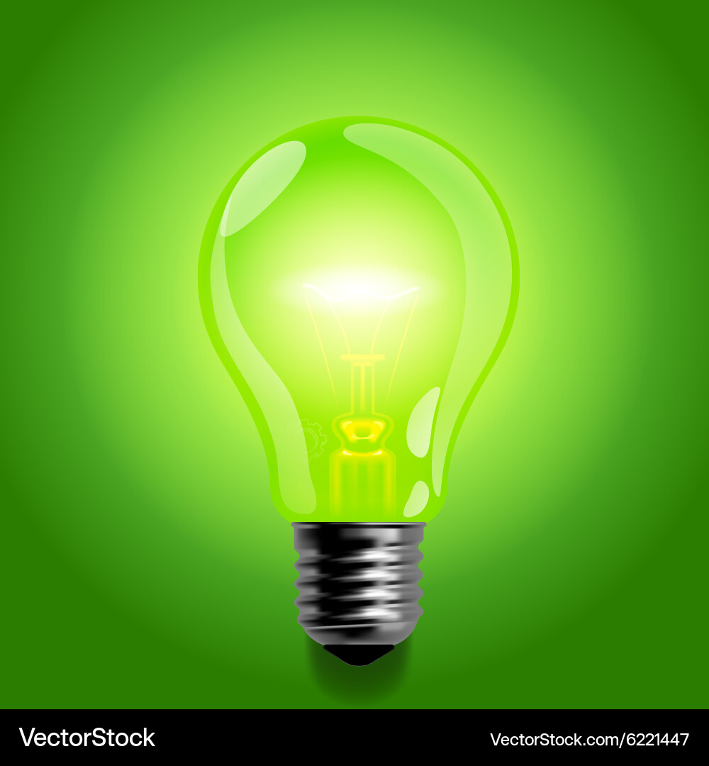 Green light bulb Royalty Free Vector Image - VectorStock