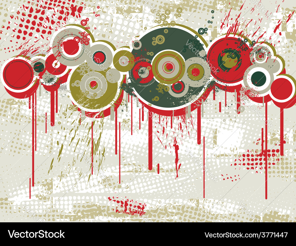 Grunge background with many circles and shapes vector image