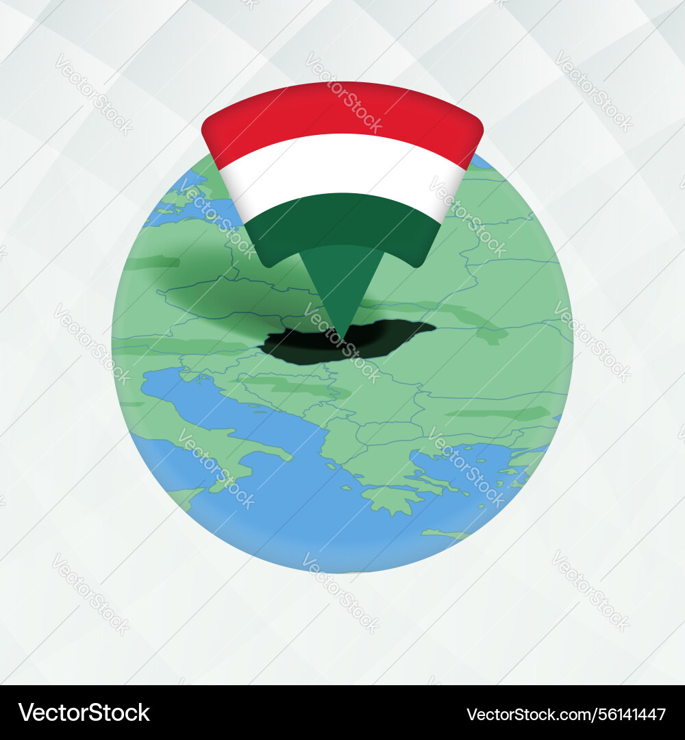 Hungary map highlighted with flag marker Hungary map highlighted with flag marker Vector Image