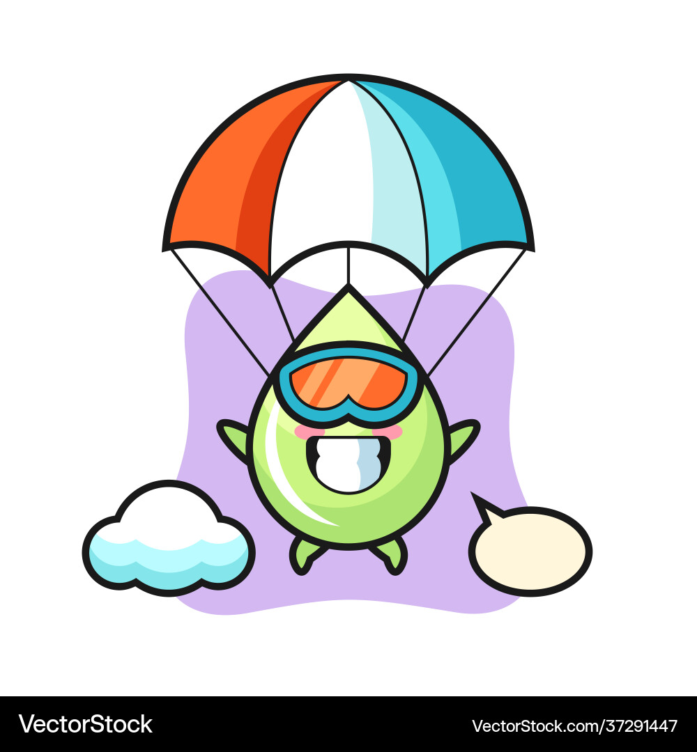 Melon juice drop mascot cartoon is skydiving Vector Image