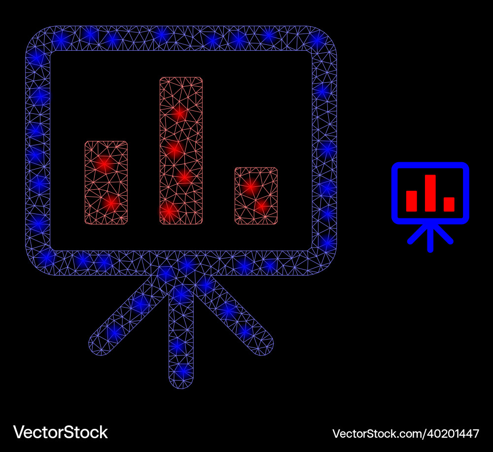 Mesh web bar chart presentation with light Mesh web bar chart presentation with light vector image