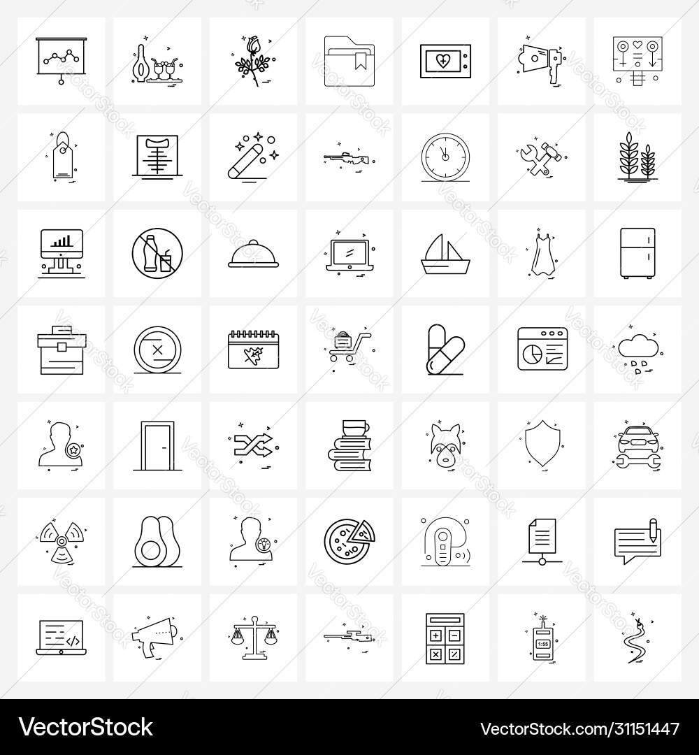 Modern style set 49 line pictograph grid based Vector Image