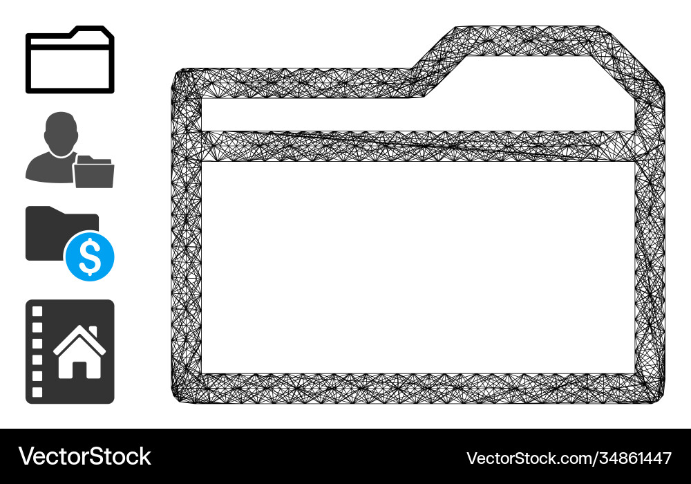 Network closed folder mesh Network closed folder mesh vector image