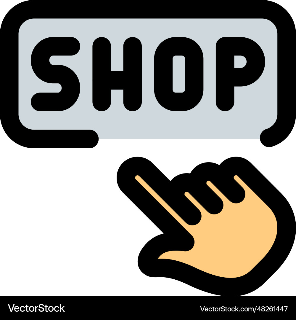 Pointer dragged on shop option in website vector image
