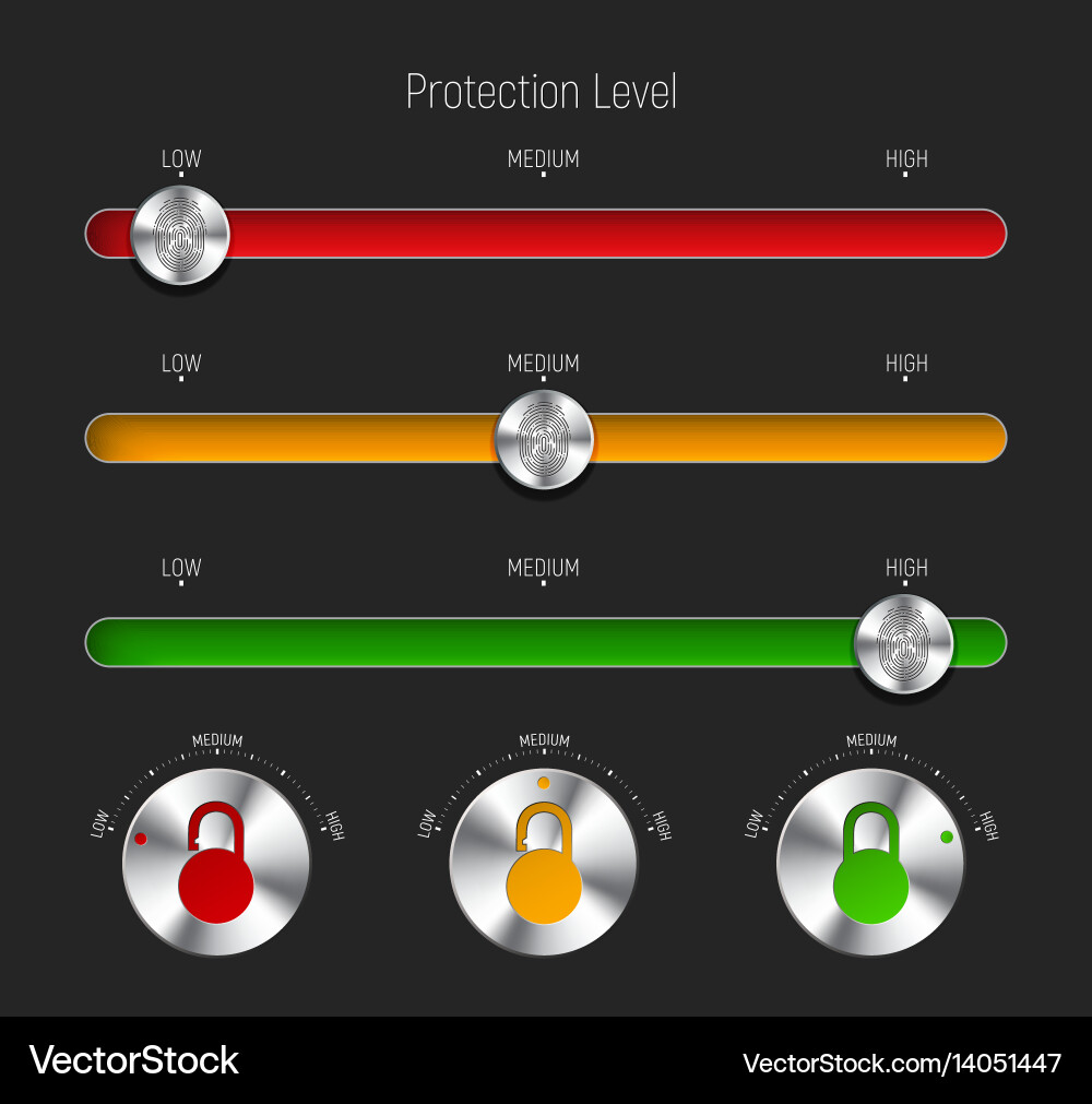 Protection UI Elements - Sliders & Buttons vector image