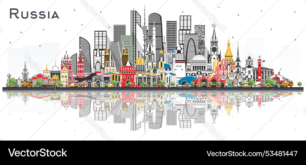 Russland Stadt Skyline mit Farbbau isoliert Russland Stadt Skyline mit Farbbau isoliert vektorbild