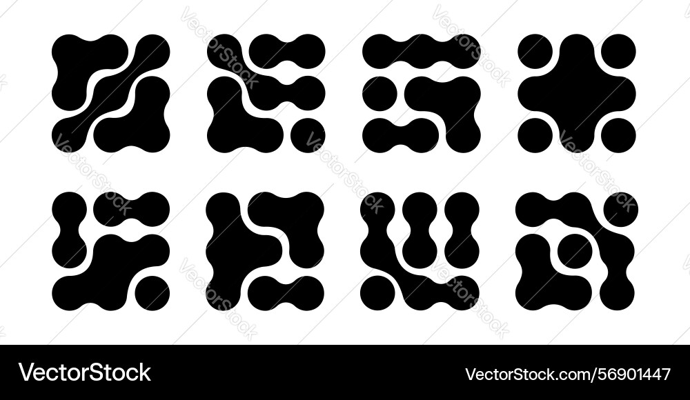 Set of metaball pattern samples fluid drops vector image