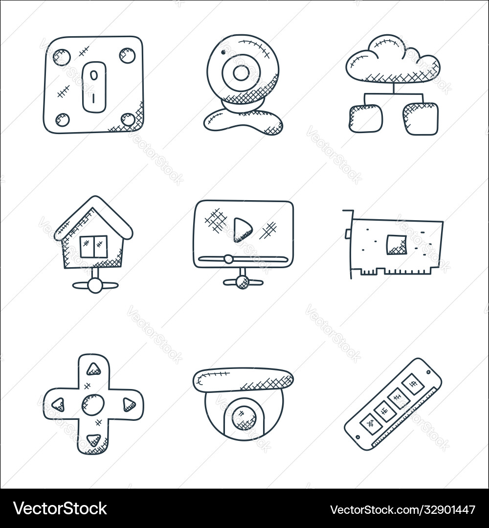 Technology line icons linear set quality Technology line icons linear set quality vector image