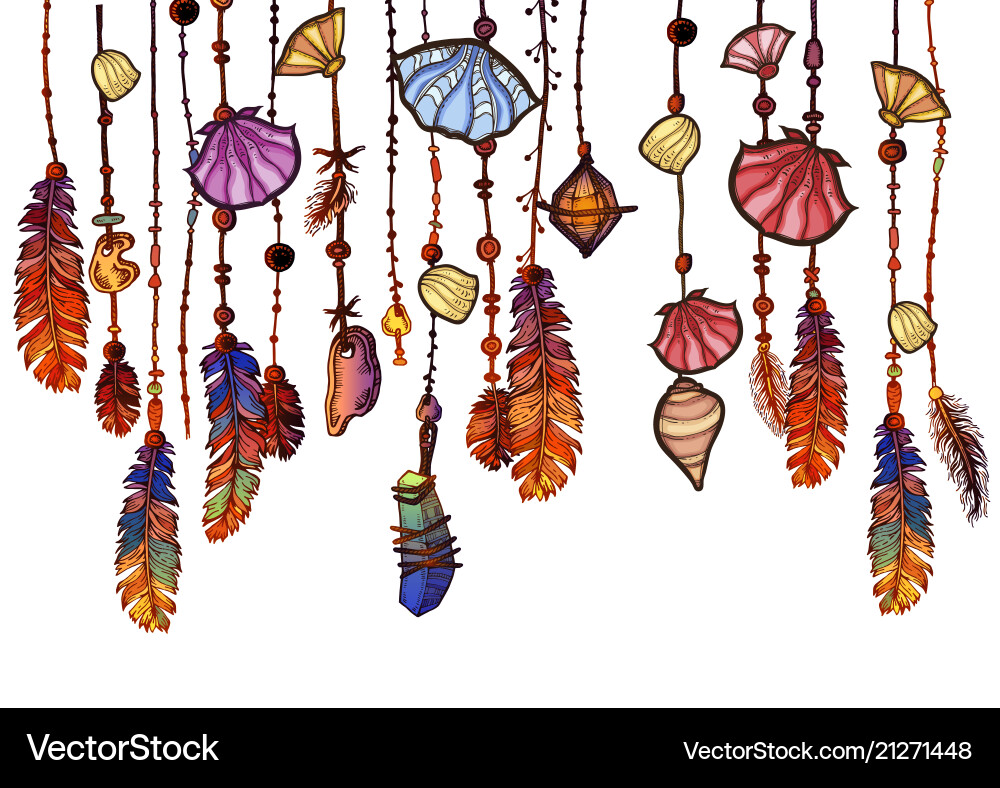 Background border with feathers and crystals Background border with feathers and crystals Vector Image