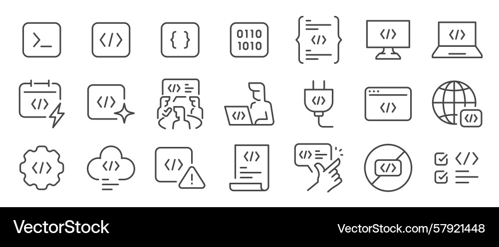 Code icon set it included coding programming vector image
