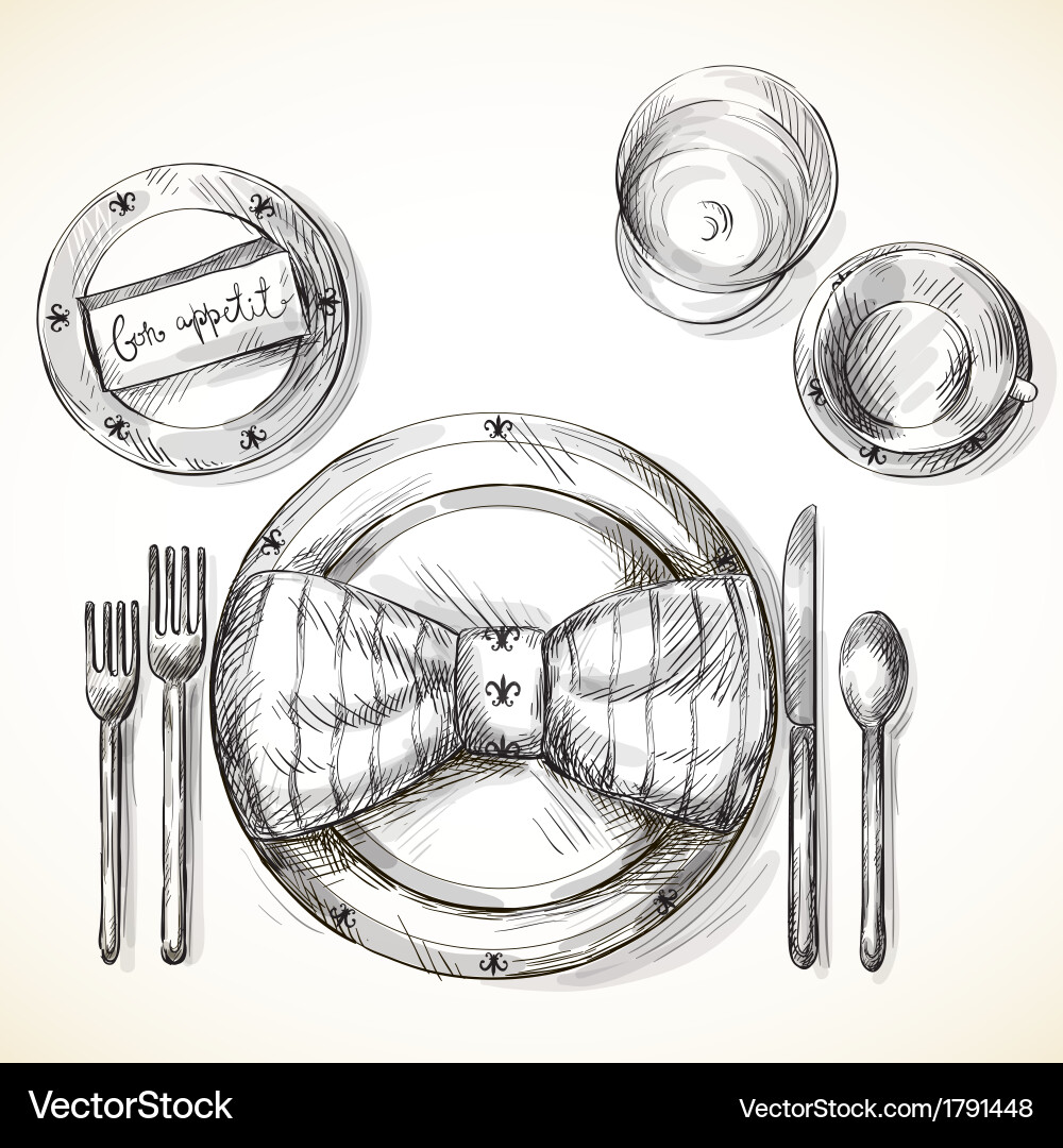 Elegant Table Setting Vector Image