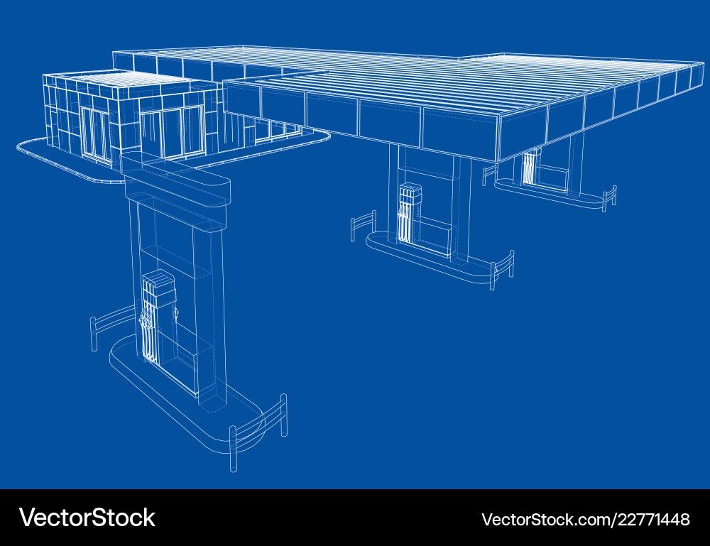 Gas station rendering of 3d Vector Image