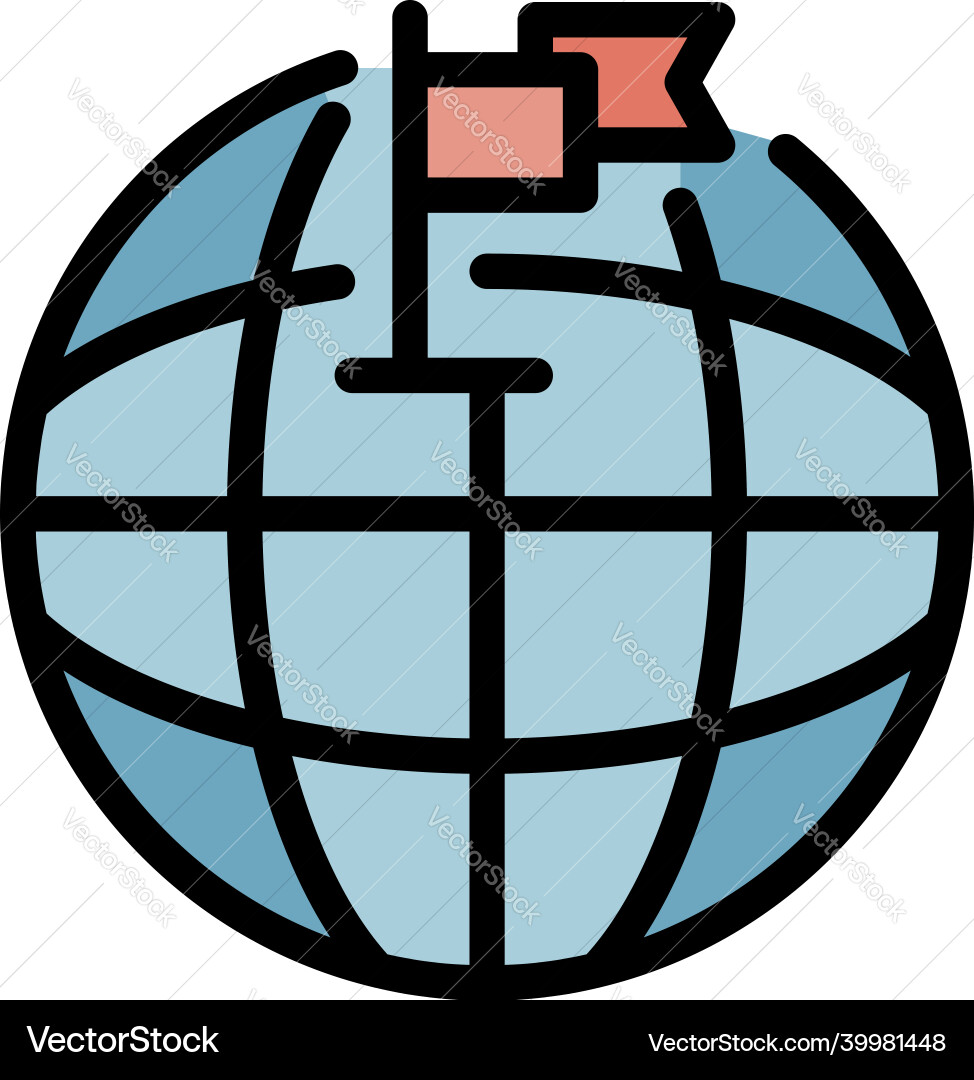 Globe and two flags icon color outline Globe and two flags icon color outline vector image